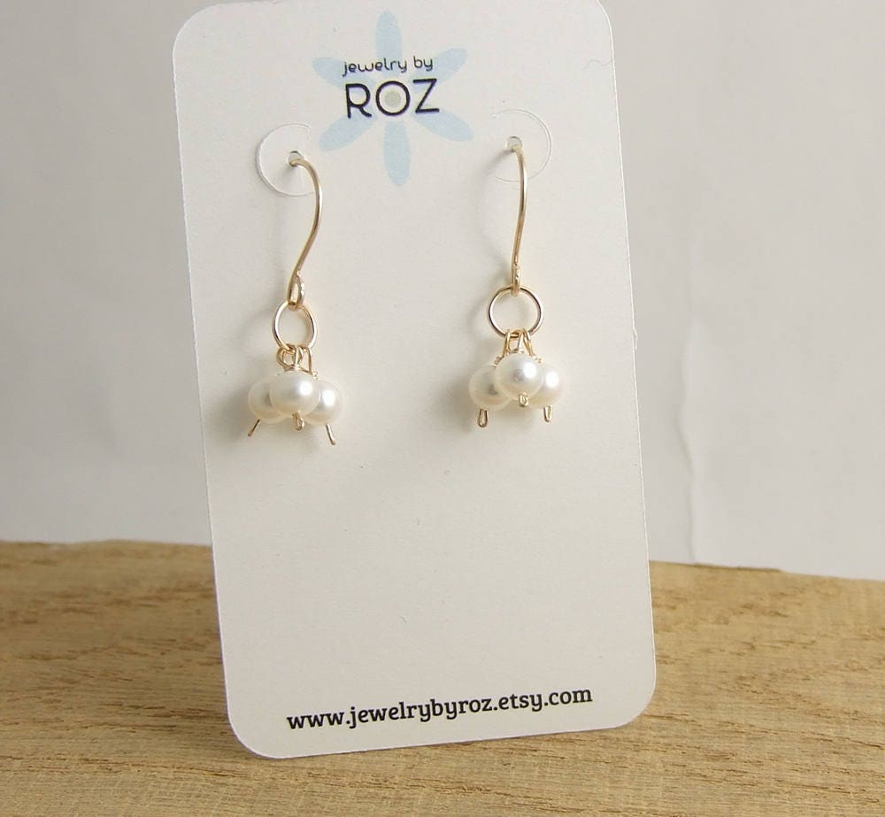 Earrings with Pearls and 14 K Gold Filled Loops Wire Wrapped with 14 K Gold Filled Wire GCHE-9
