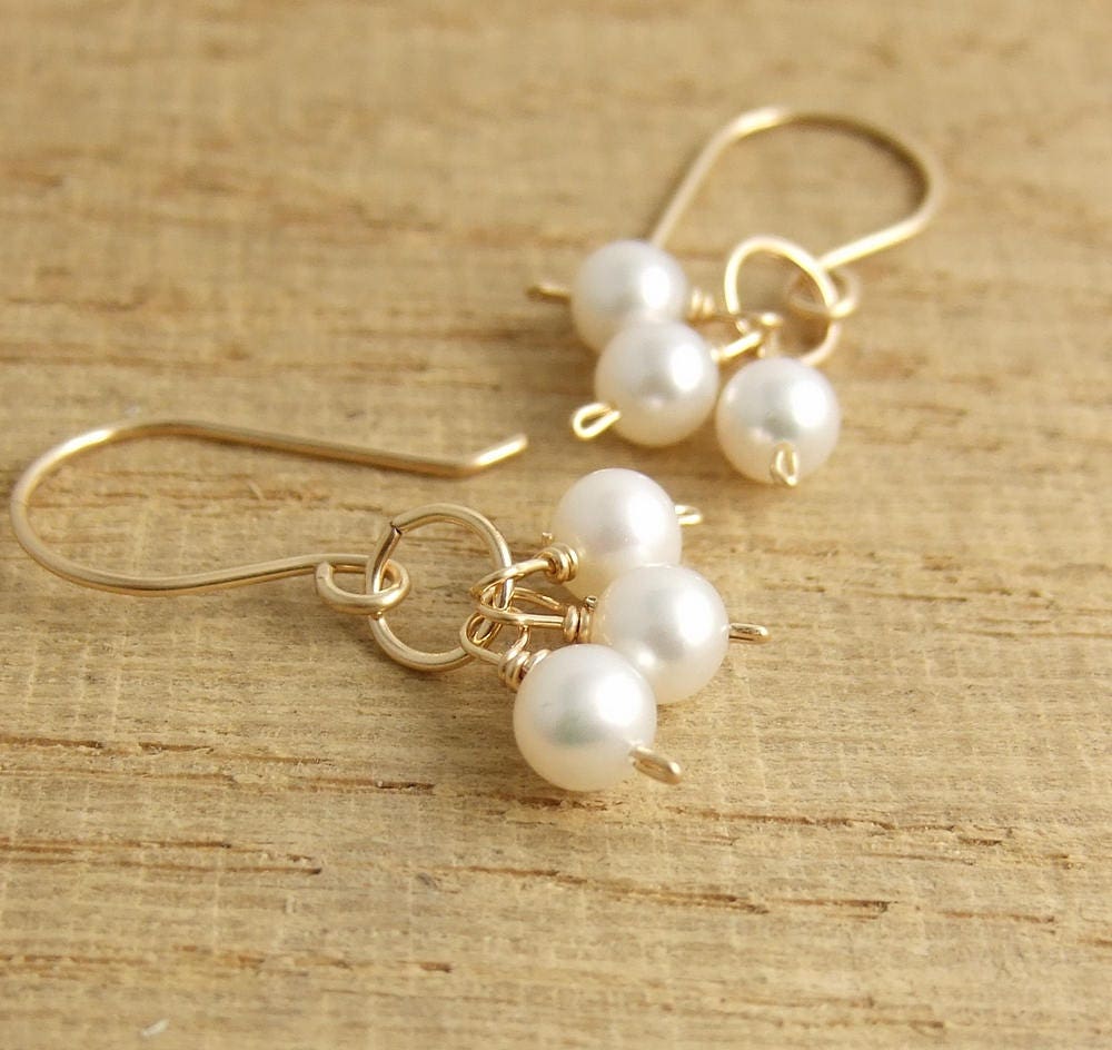 Earrings with Pearls and 14 K Gold Filled Loops Wire Wrapped with 14 K Gold Filled Wire GCHE-9