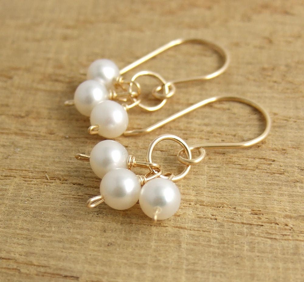 Earrings with Pearls and 14 K Gold Filled Loops Wire Wrapped with 14 K Gold Filled Wire GCHE-9