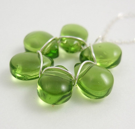 Green Glass Flower Necklace FP-59