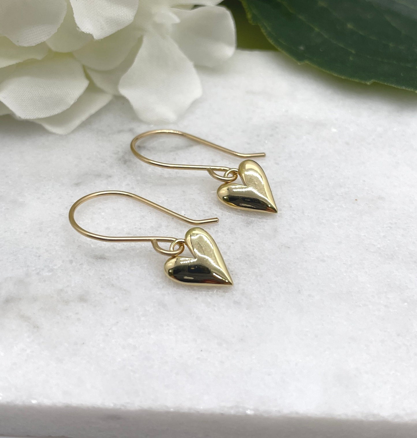 Earrings with Gold Plated Hearts on 14k Gold-Filled Earring Wires GHE-125