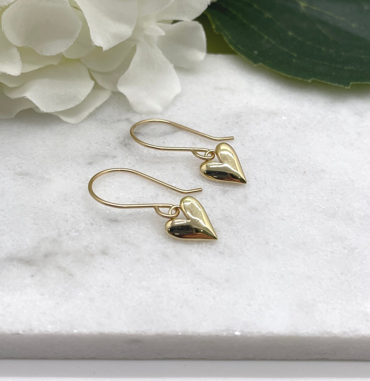Earrings with Gold Plated Hearts on 14k Gold-Filled Earring Wires GHE-125