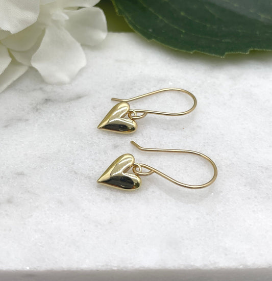 Earrings with Gold Plated Hearts on 14k Gold-Filled Earring Wires GHE-125