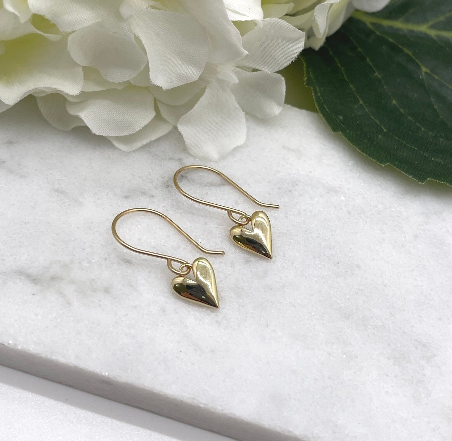 Earrings with Gold Plated Hearts on 14k Gold-Filled Earring Wires GHE-125