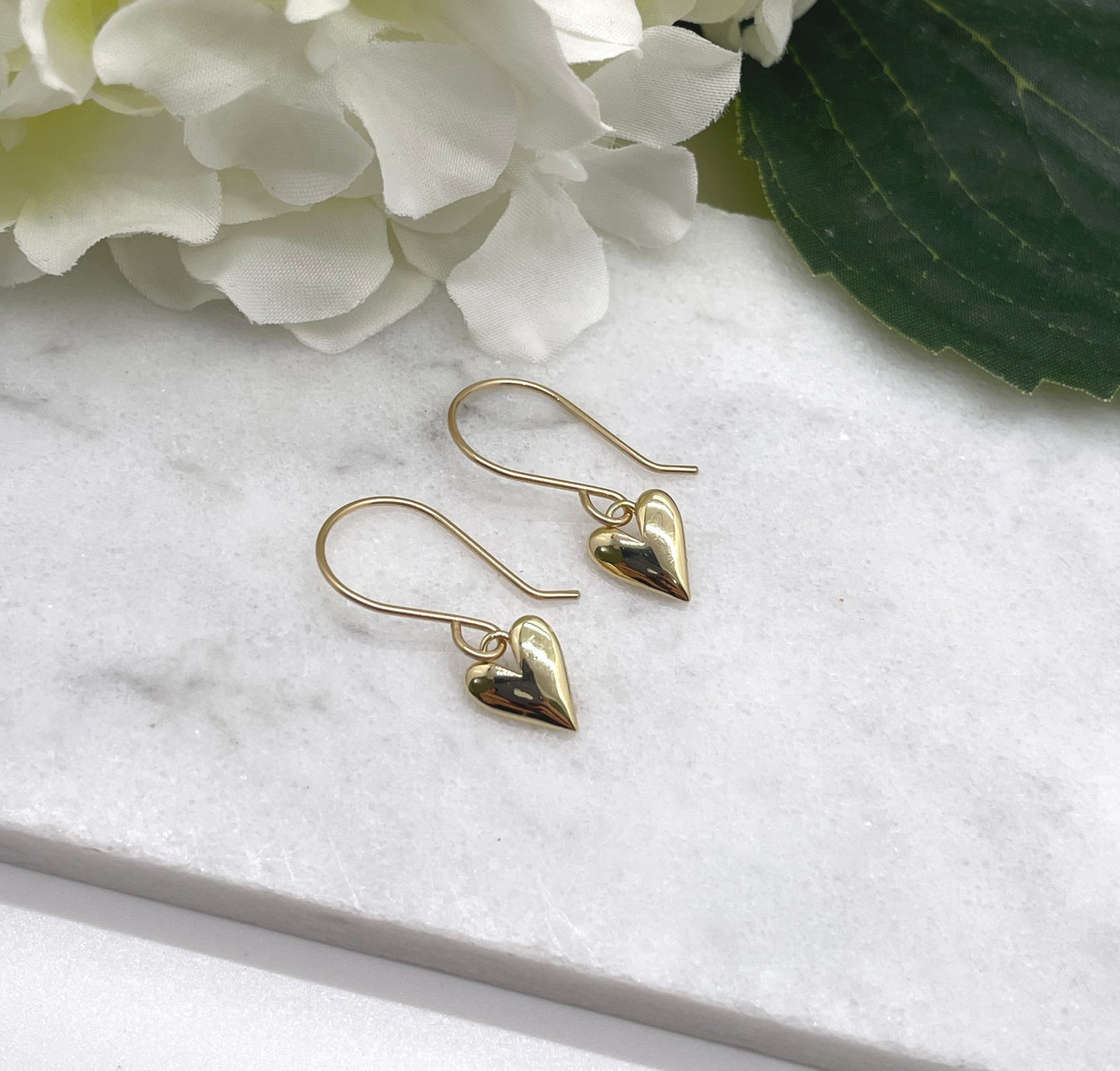 Earrings with Gold Plated Hearts on 14k Gold-Filled Earring Wires GHE-125