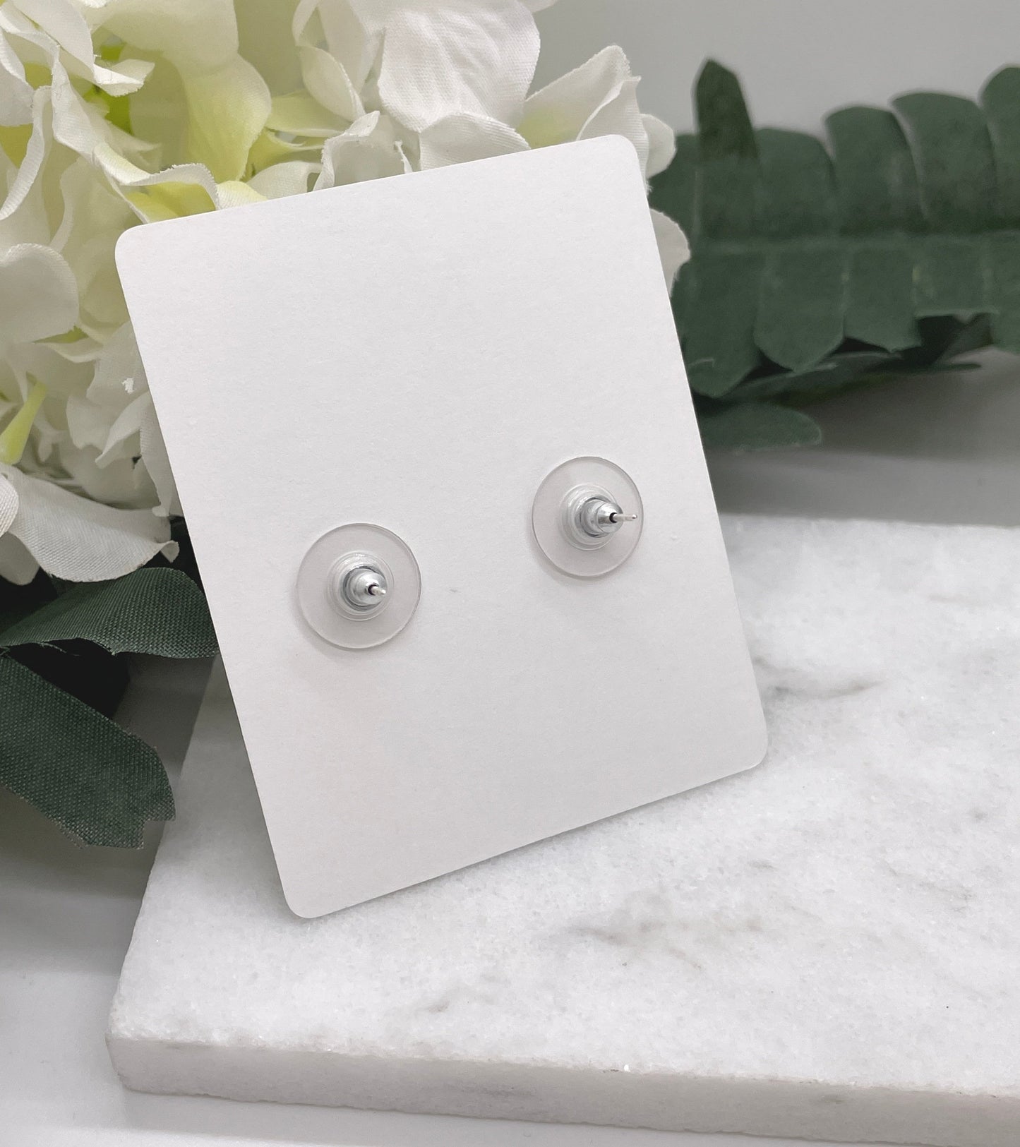 Ghost Stud Earrings made with White Polymer Clay and Sterling Silver Posts PCE-579